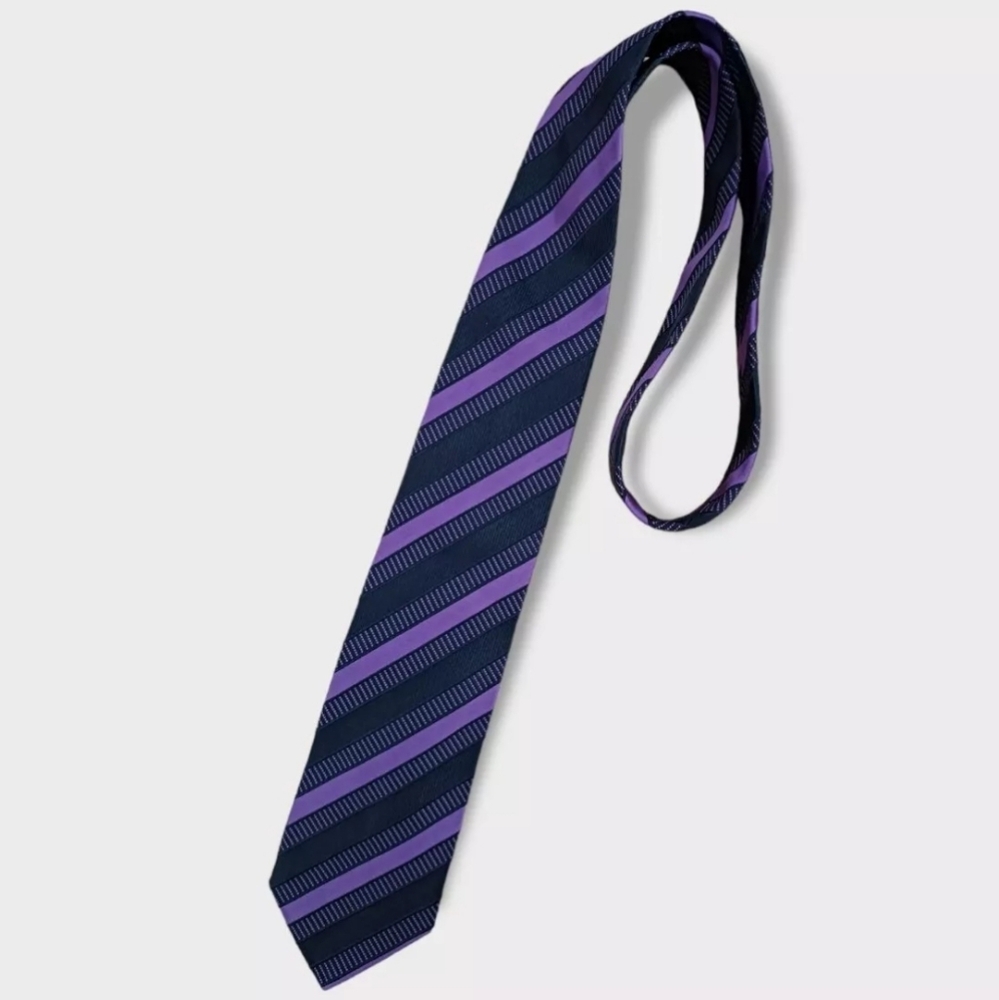 VERSACE Purple Striped Silk LUXURY Tie ITALY